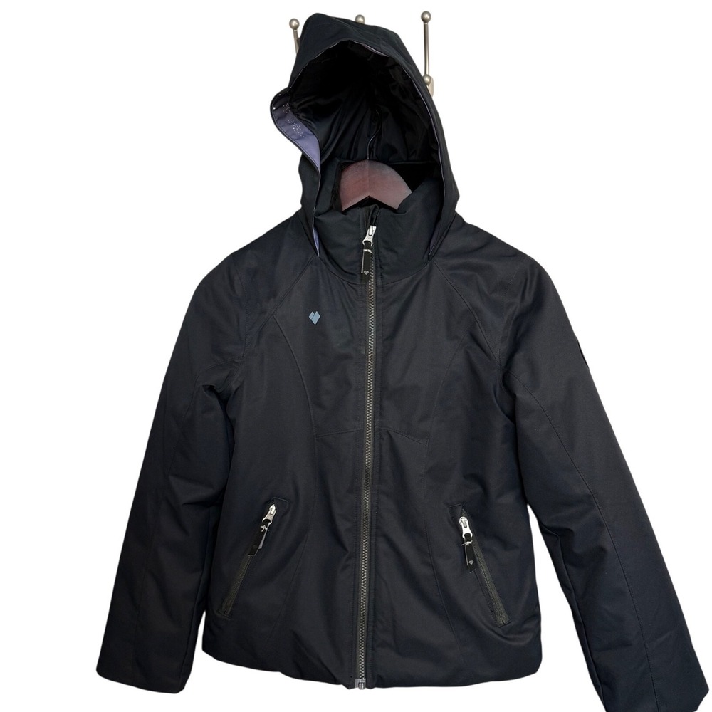 Obermeyer Rylee Ski Jacket‎ Teen Girls M 10-12 Black Hooded Insulated Like New
